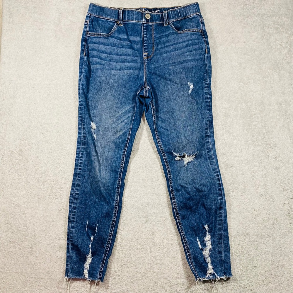 Maurices m jeans Jeggings Womens Size M Blue Super High Rise Distressed Frayed
